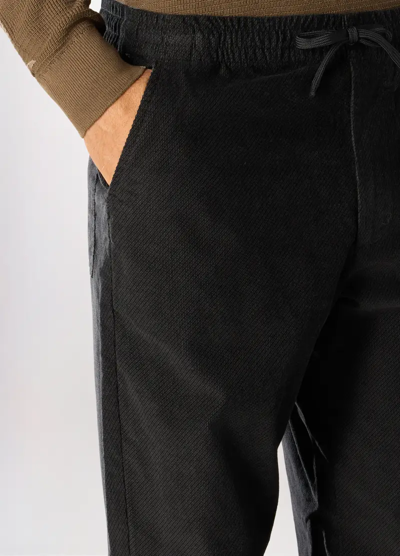 Pantaloni Chino In Velluto Diagonale Stretch Uomo, Nero grafite miniatura 3