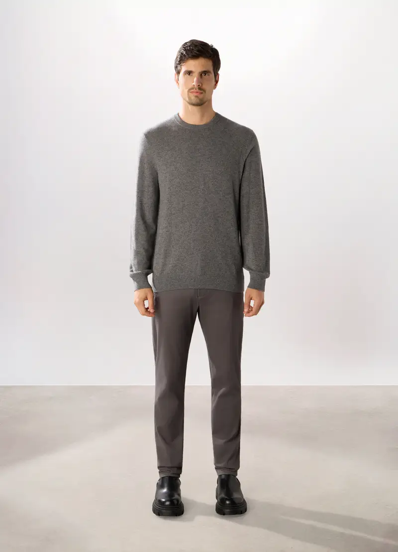 Pantaloni Chino Regular Fit In Cotone Stretch Uomo, Grigio antracite