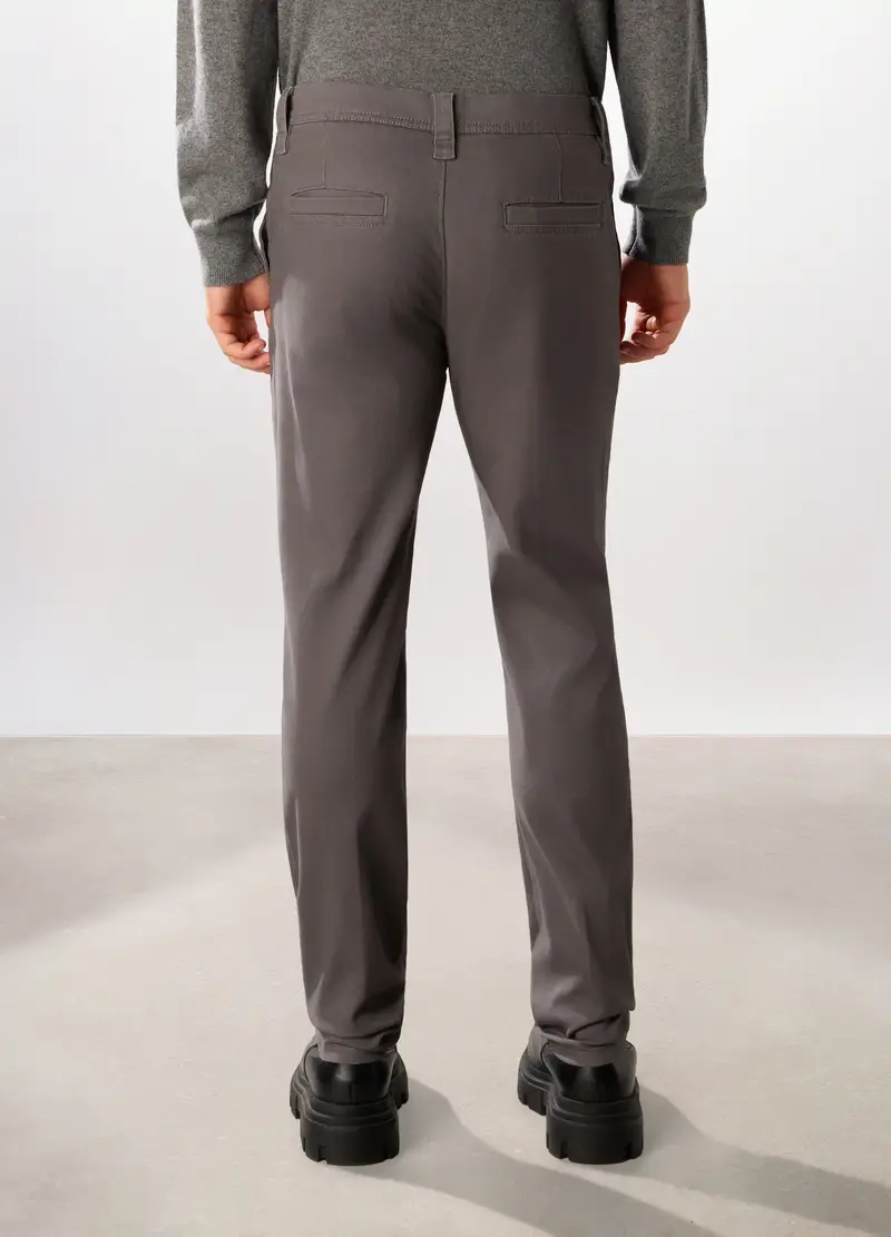 Pantaloni Chino Regular Fit In Cotone Stretch Uomo, Grigio antracite miniatura 2