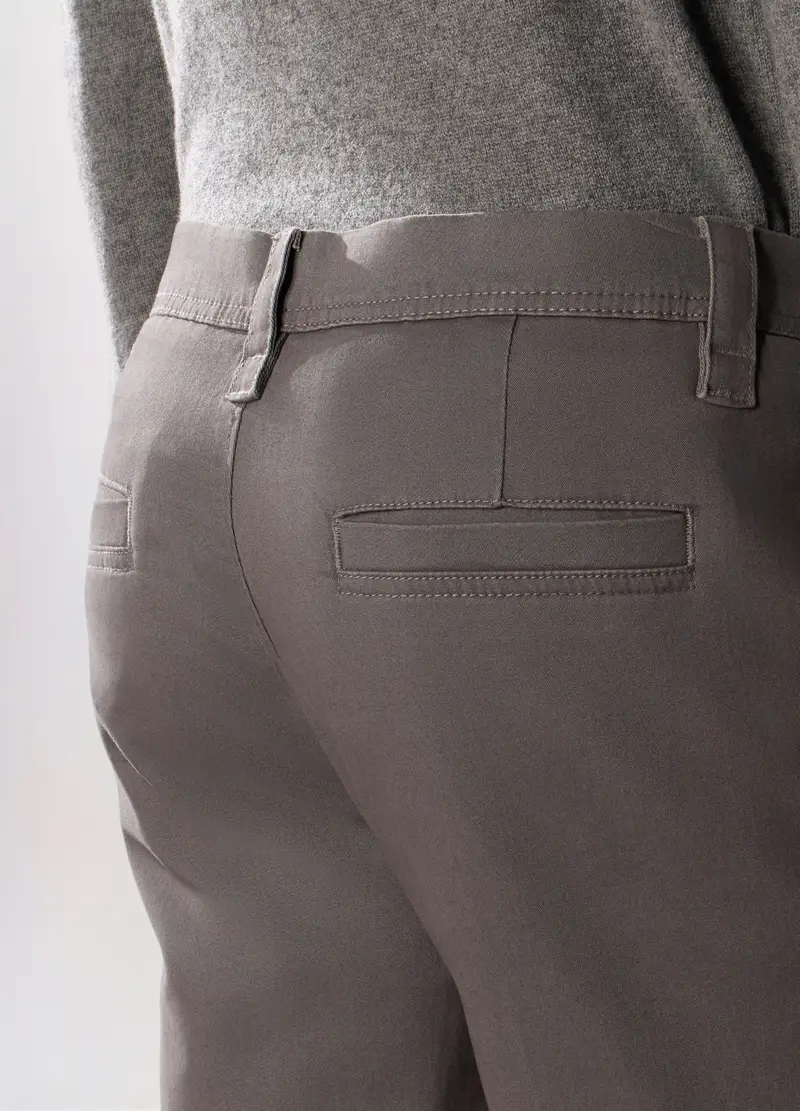 Pantaloni Chino Regular Fit In Cotone Stretch Uomo, Grigio antracite miniatura 3