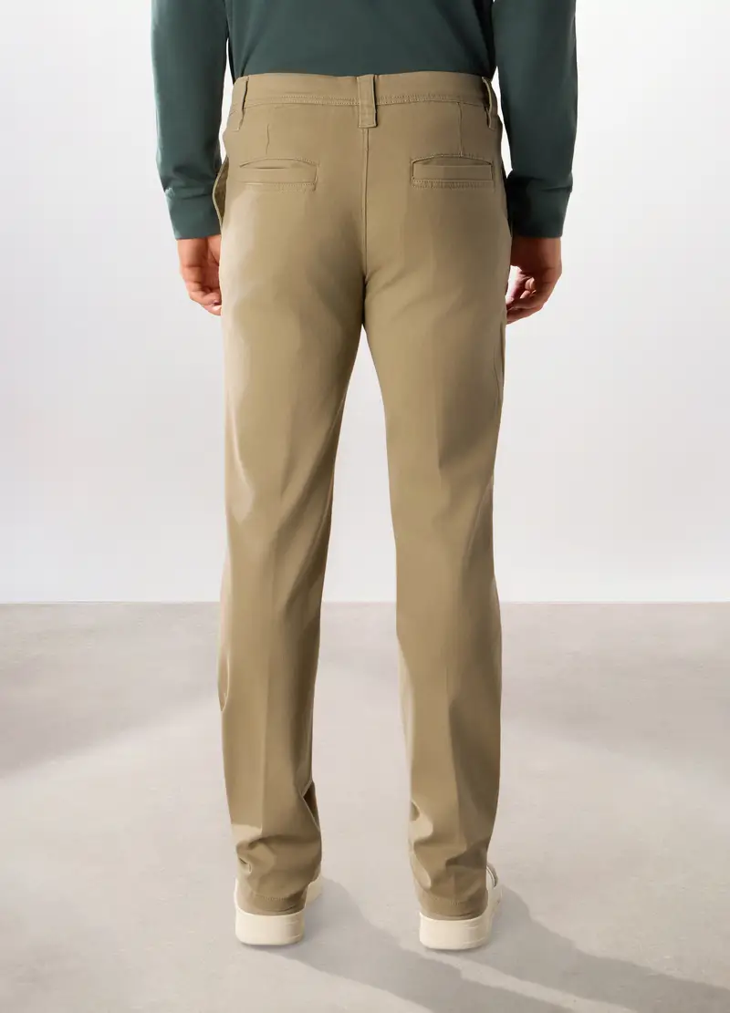 Pantaloni Chino Regular Fit In Cotone Stretch Uomo, Verde oliva miniatura 2