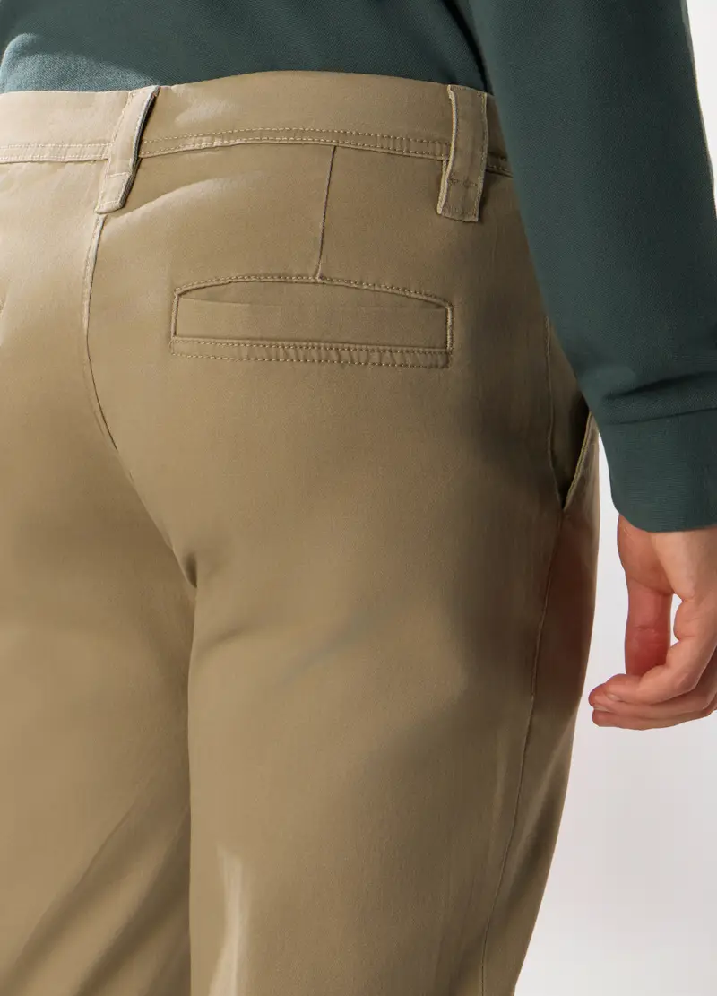 Pantaloni Chino Regular Fit In Cotone Stretch Uomo, Verde oliva miniatura 3