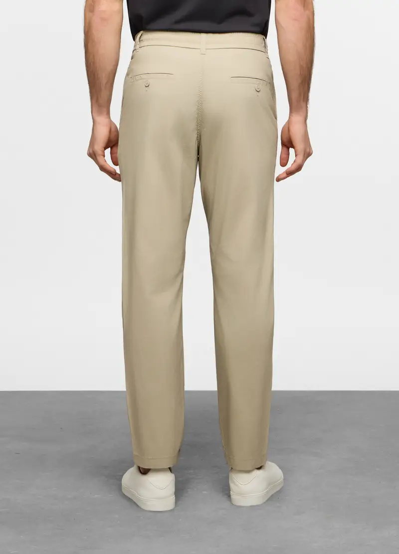 Pantaloni Chino Relaxed Fit In Cotone Stretch Uomo, Beige miniatura 2