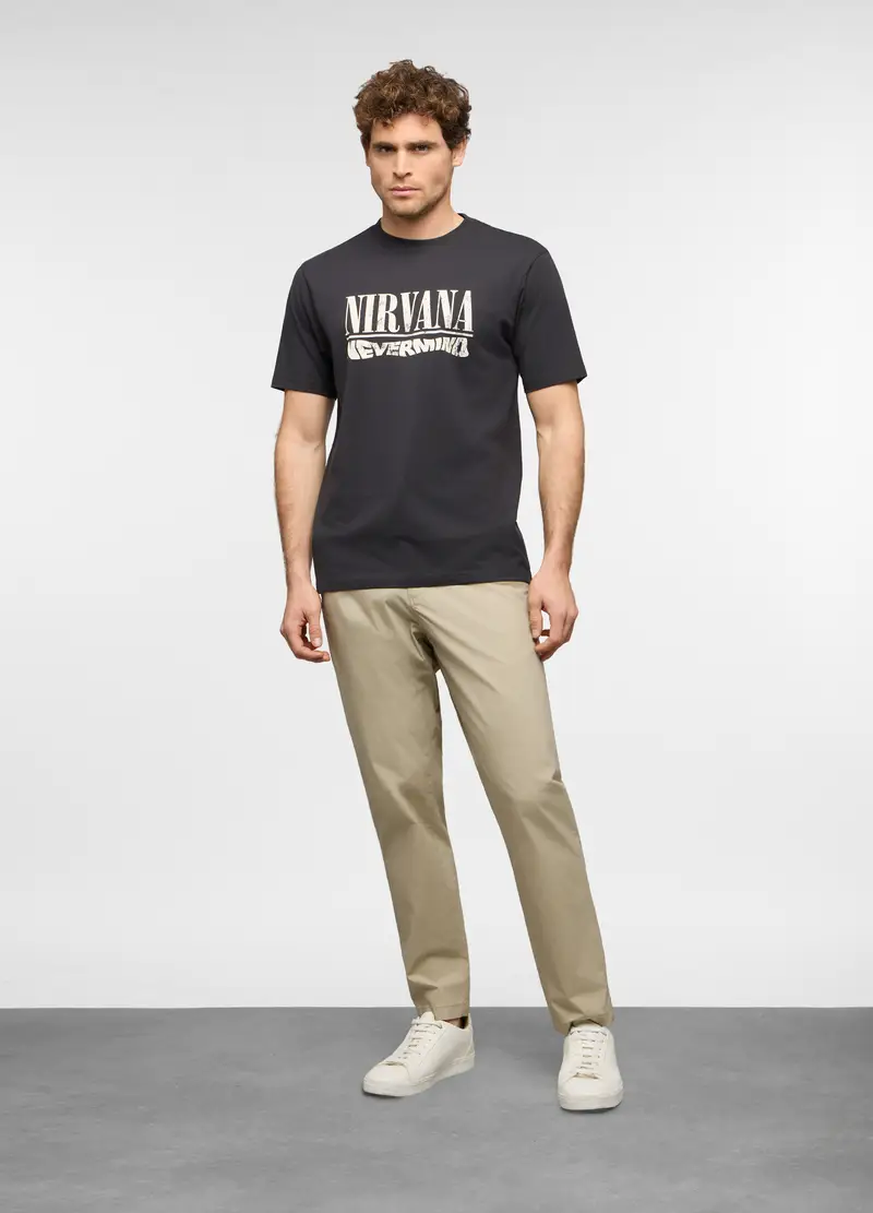 Pantaloni Chino Relaxed Fit In Cotone Stretch Uomo, Beige