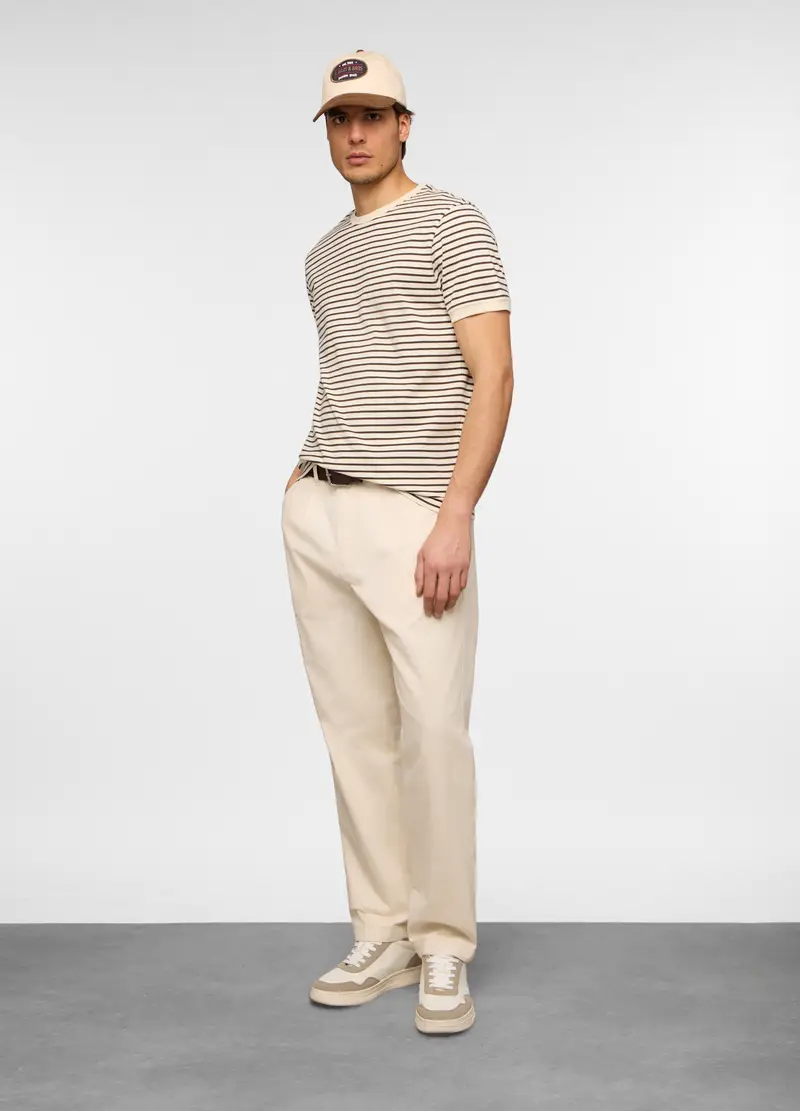 Pantaloni Chino Relaxed Fit In Cotone Uomo, Bianco avorio