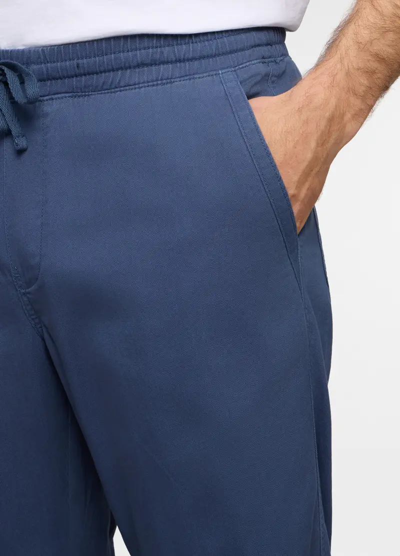 Pantaloni Chino Relaxed Fit In Cotone Uomo, Blu avio miniatura 3