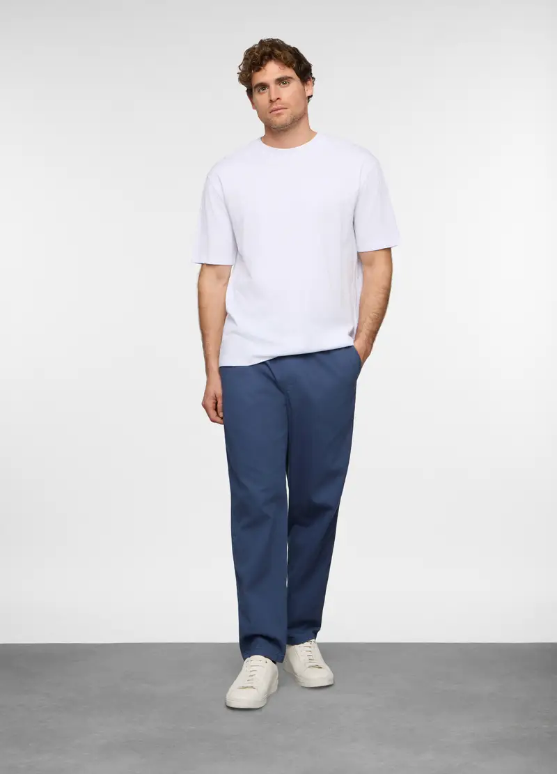 Pantaloni Chino Relaxed Fit In Cotone Uomo, Blu avio