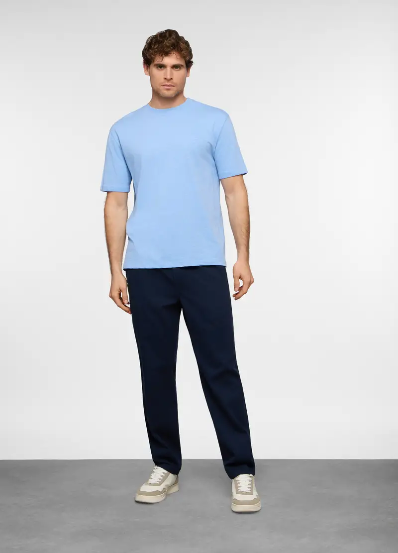 Pantaloni Chino Relaxed Fit In Cotone Uomo, Blu scuro