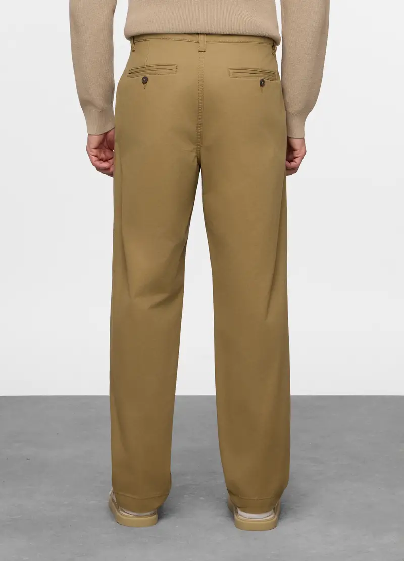 Pantaloni Chino Relaxed Fit In Cotone Uomo, Marrone khaki miniatura 2