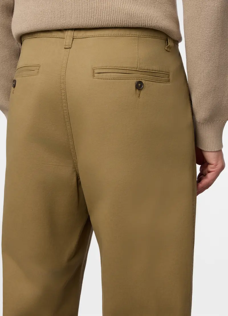 Pantaloni Chino Relaxed Fit In Cotone Uomo, Marrone khaki miniatura 3