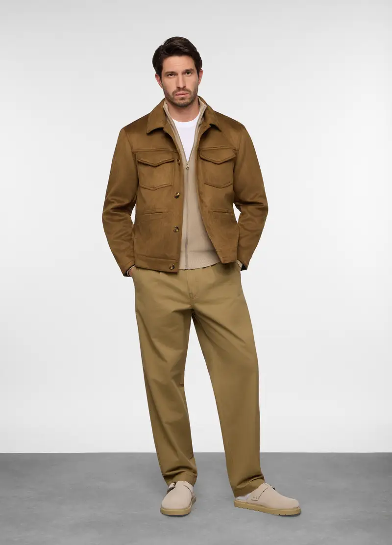 Pantaloni Chino Relaxed Fit In Cotone Uomo, Marrone khaki