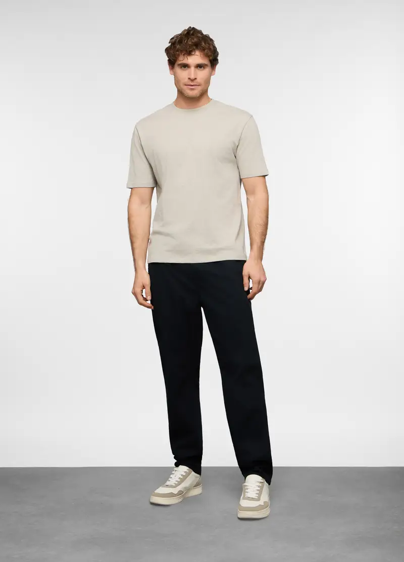 Pantaloni Chino Relaxed Fit In Cotone Uomo, Nero