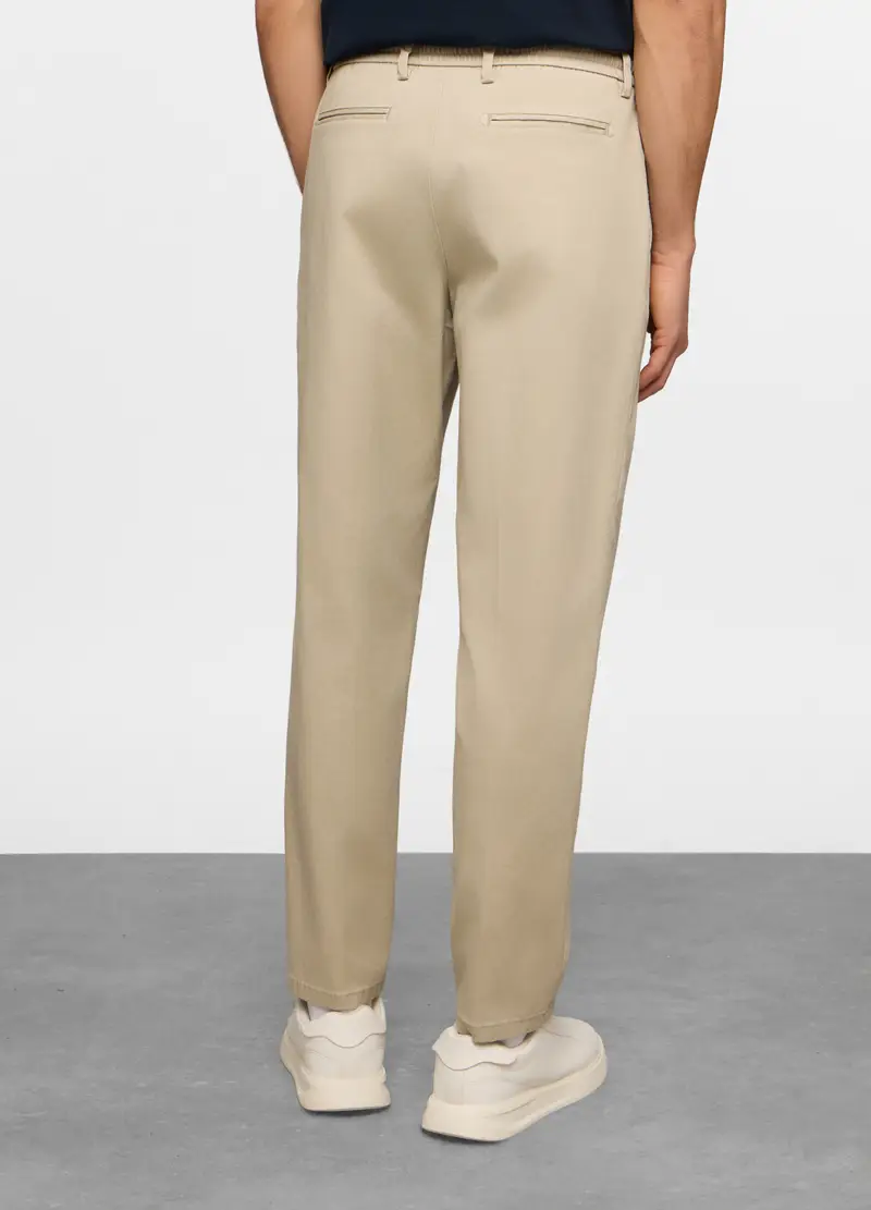 Pantaloni Chino Relaxed Fit In Twill Di Cotone Uomo, Beige chiaro miniatura 2
