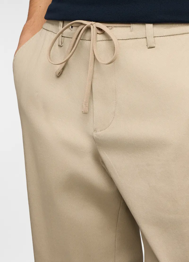 Pantaloni Chino Relaxed Fit In Twill Di Cotone Uomo, Beige chiaro miniatura 3