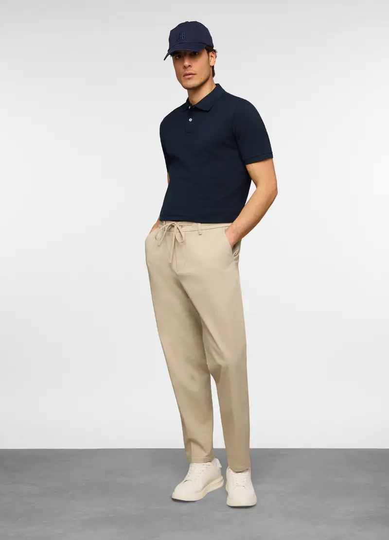 Pantaloni Chino Relaxed Fit In Twill Di Cotone Uomo, Beige chiaro