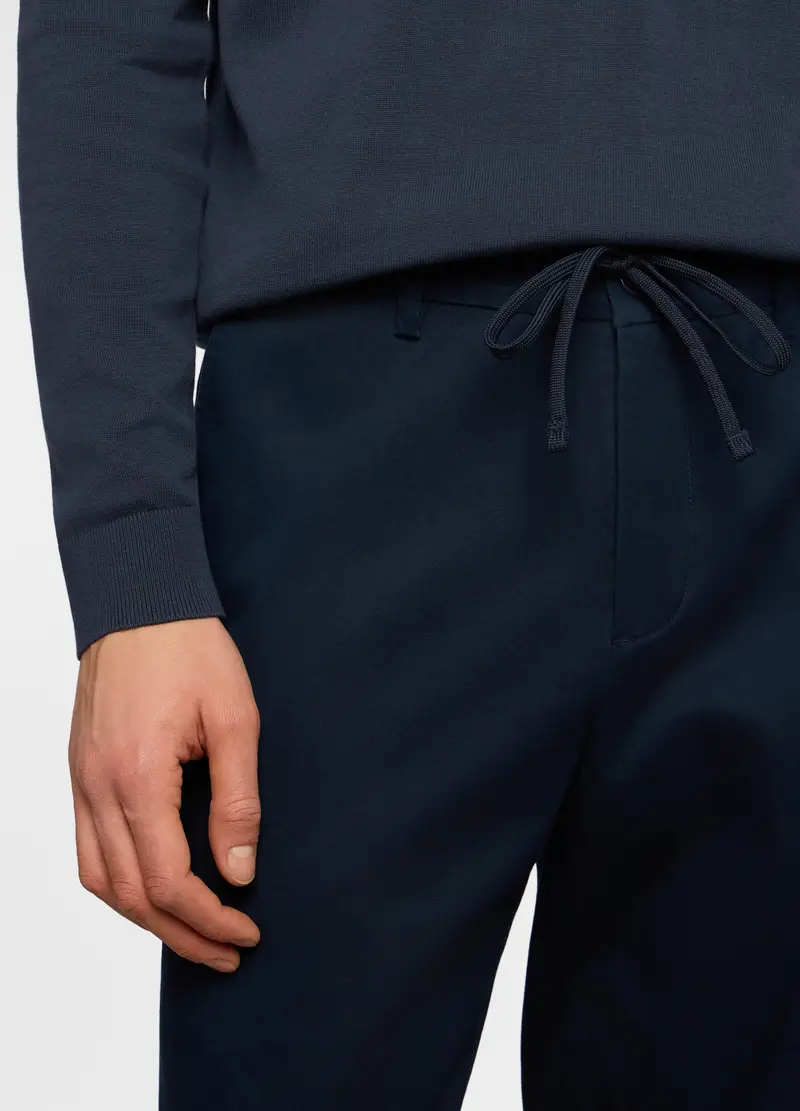 Pantaloni Chino Relaxed Fit In Twill Di Cotone Uomo, Blu navy miniatura 3