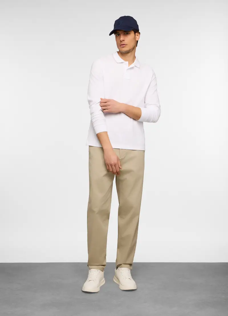 Pantaloni Chino Relaxed Fit In Twill Di Cotone Uomo, Marrone chiaro