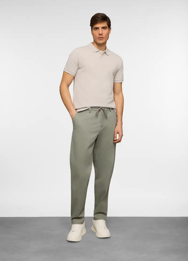 Pantaloni Chino Relaxed Fit In Twill Di Cotone Uomo, Verde antracite