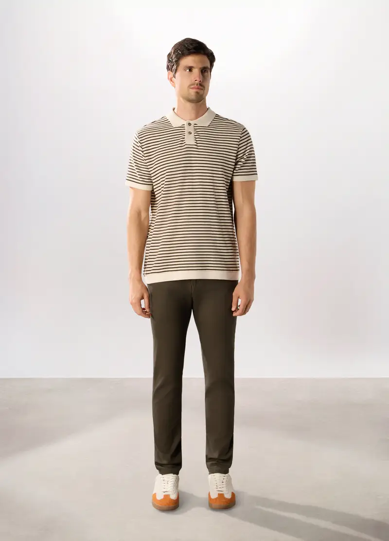 Pantaloni Chino Slim Fit In Cotone Stretch Uomo, Marrone fango