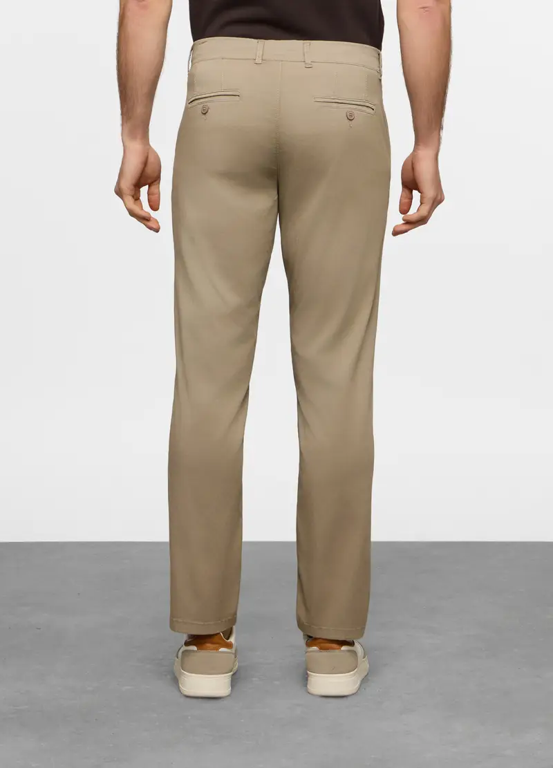 Pantaloni Chino Slim Fit In Cotone Stretch Uomo, Marrone khaki miniatura 2