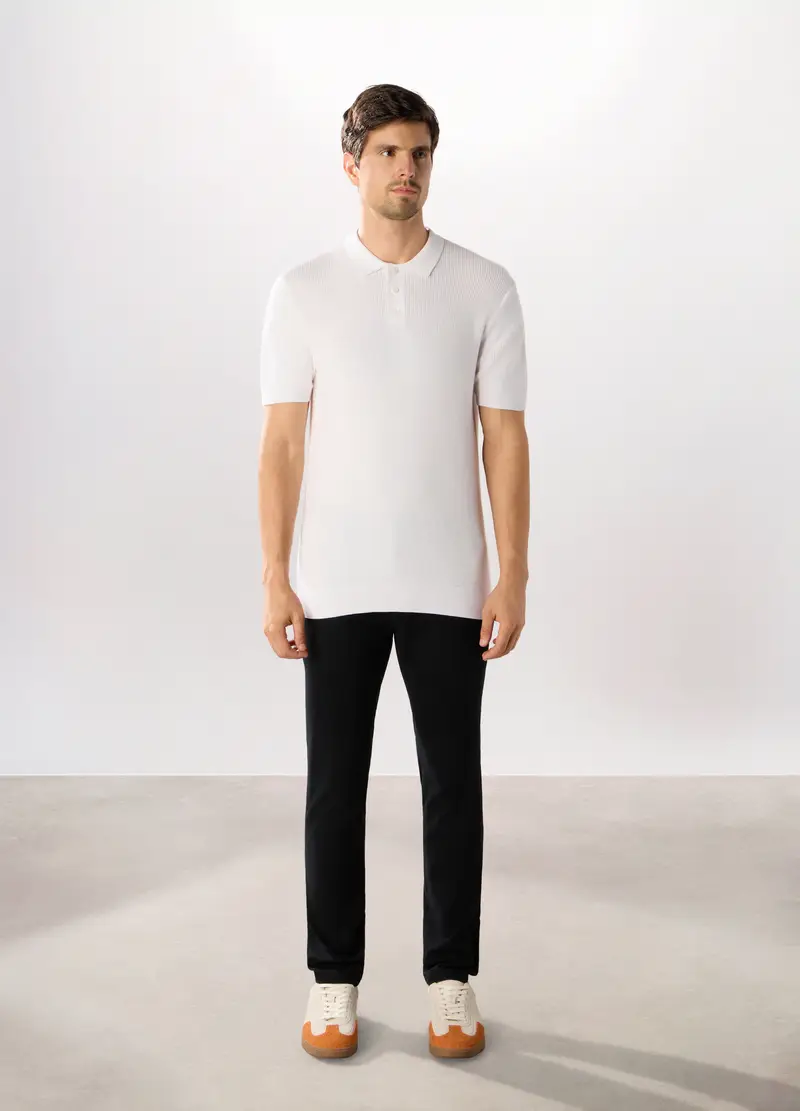 Pantaloni Chino Slim Fit In Cotone Stretch Uomo, Nero