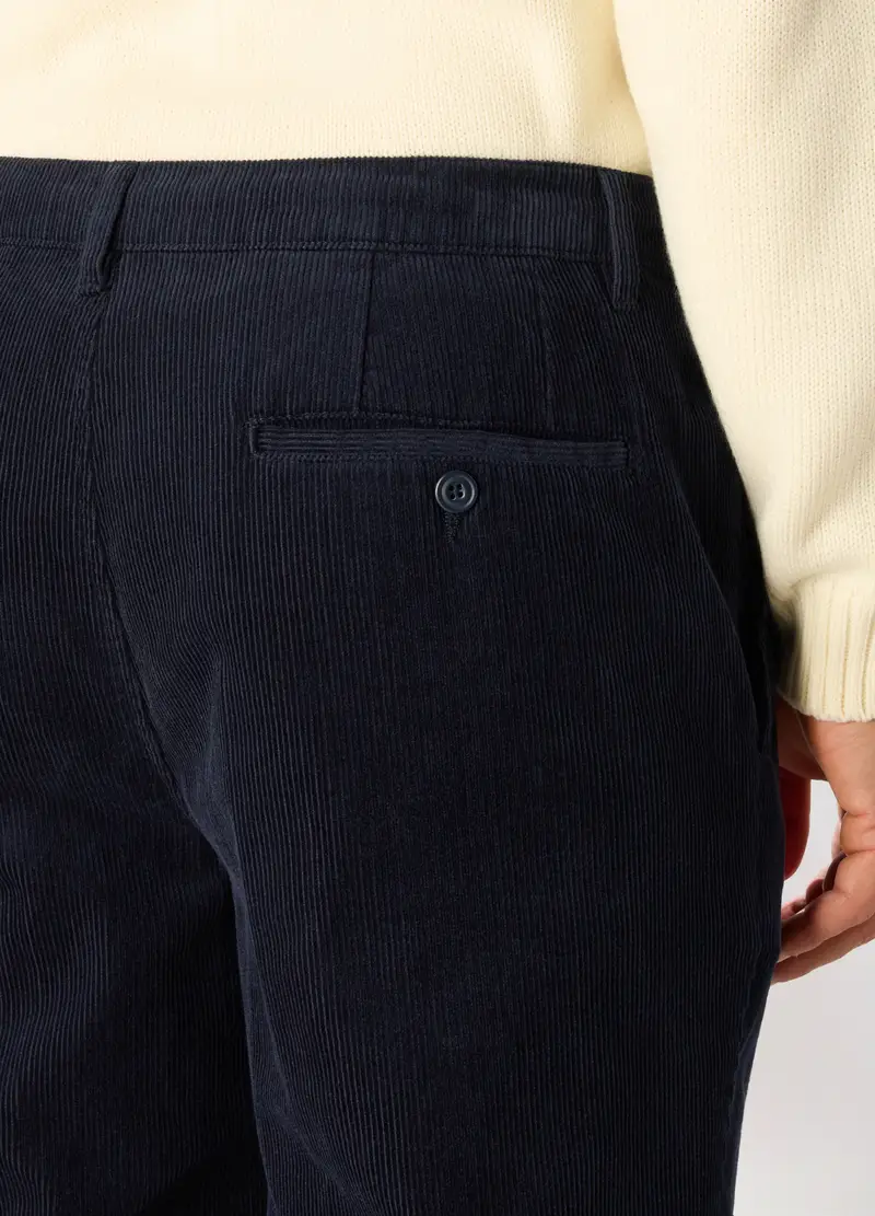 Pantaloni Chino Slim Fit In Velluto A Coste Uomo, Blu scuro miniatura 3