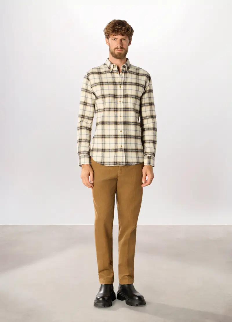 Pantaloni Chino Slim Fit In Velluto A Coste Uomo, Marrone tabacco