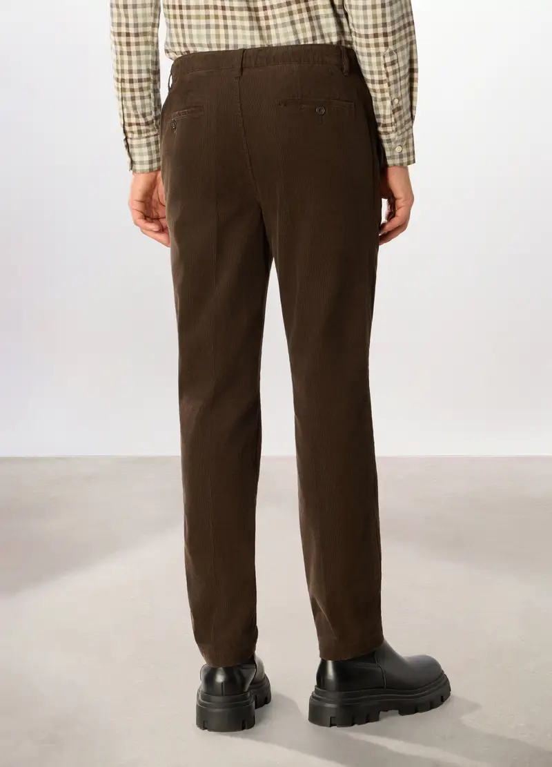 Pantaloni Chino Slim Fit In Velluto A Coste Uomo, Marrone testa di moro miniatura 2