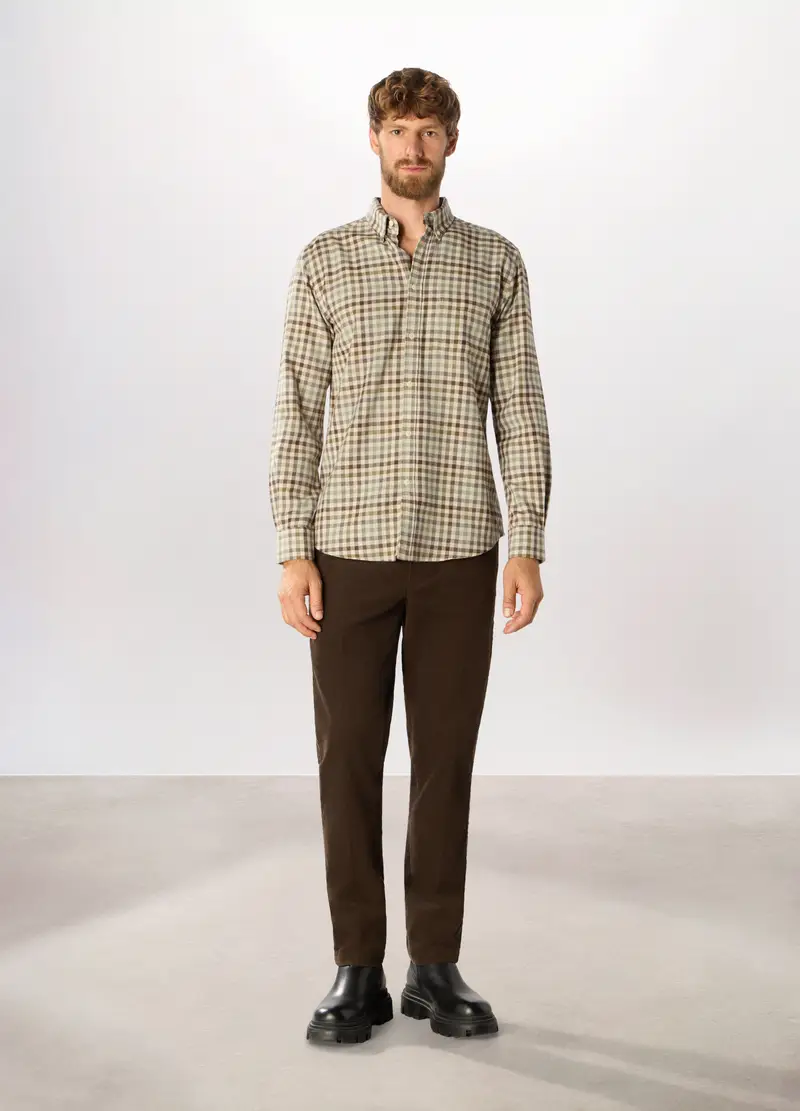 Pantaloni Chino Slim Fit In Velluto A Coste Uomo, Marrone testa di moro