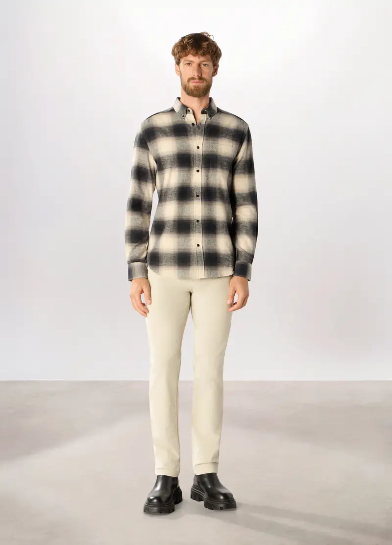 Pantaloni Chino Slim Fit In Velluto Stretch Uomo, Bianco avorio