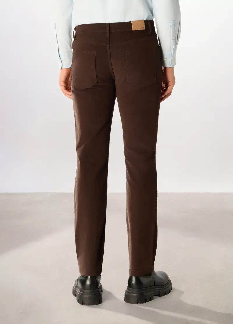 Pantaloni Chino Slim Fit In Velluto Stretch Uomo, Marrone cioccolato miniatura 2