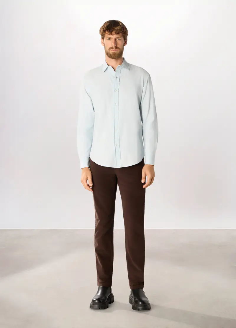 Pantaloni Chino Slim Fit In Velluto Stretch Uomo, Marrone cioccolato