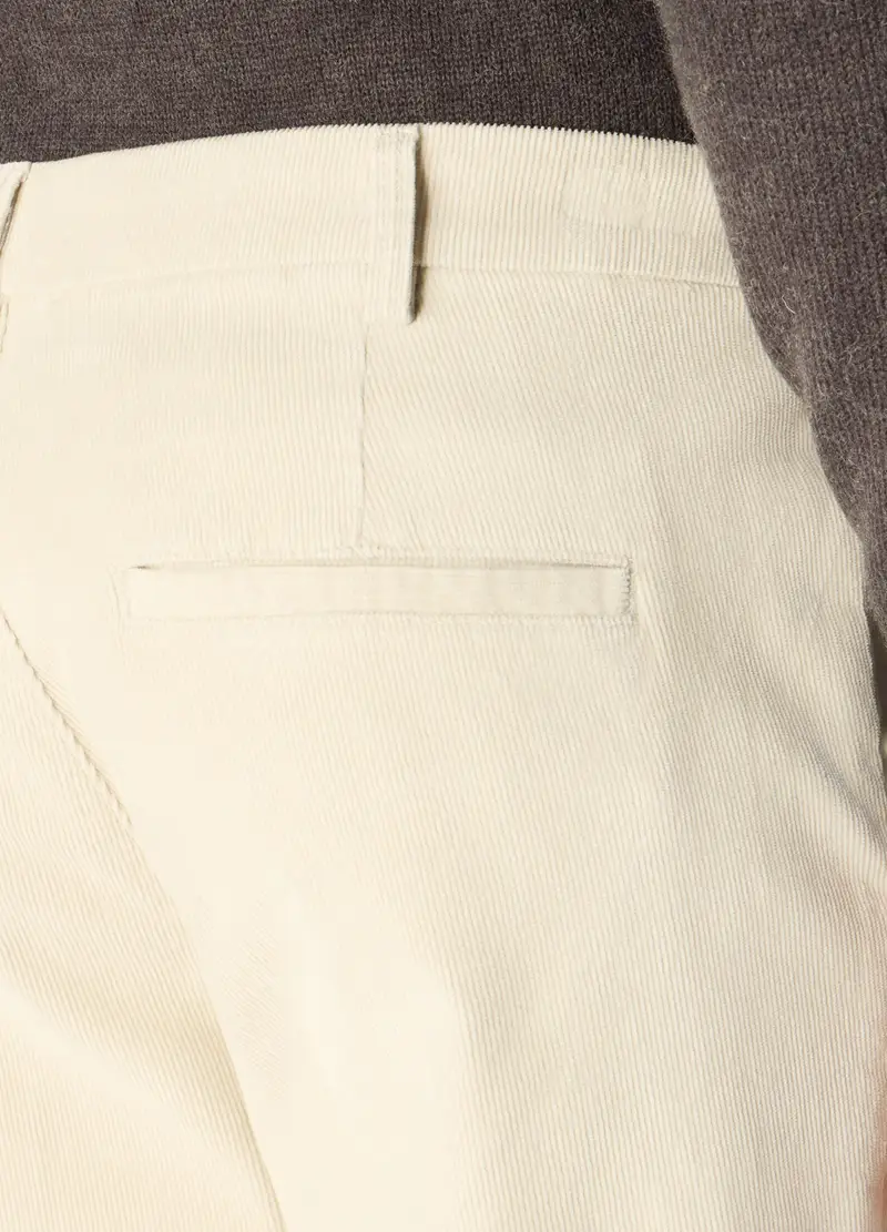Pantaloni Chino Slim Fit In Velluto Uomo, Bianco avorio miniatura 3