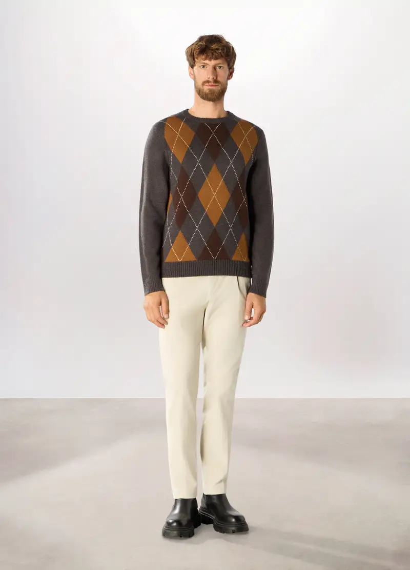 Pantaloni Chino Slim Fit In Velluto Uomo, Bianco avorio