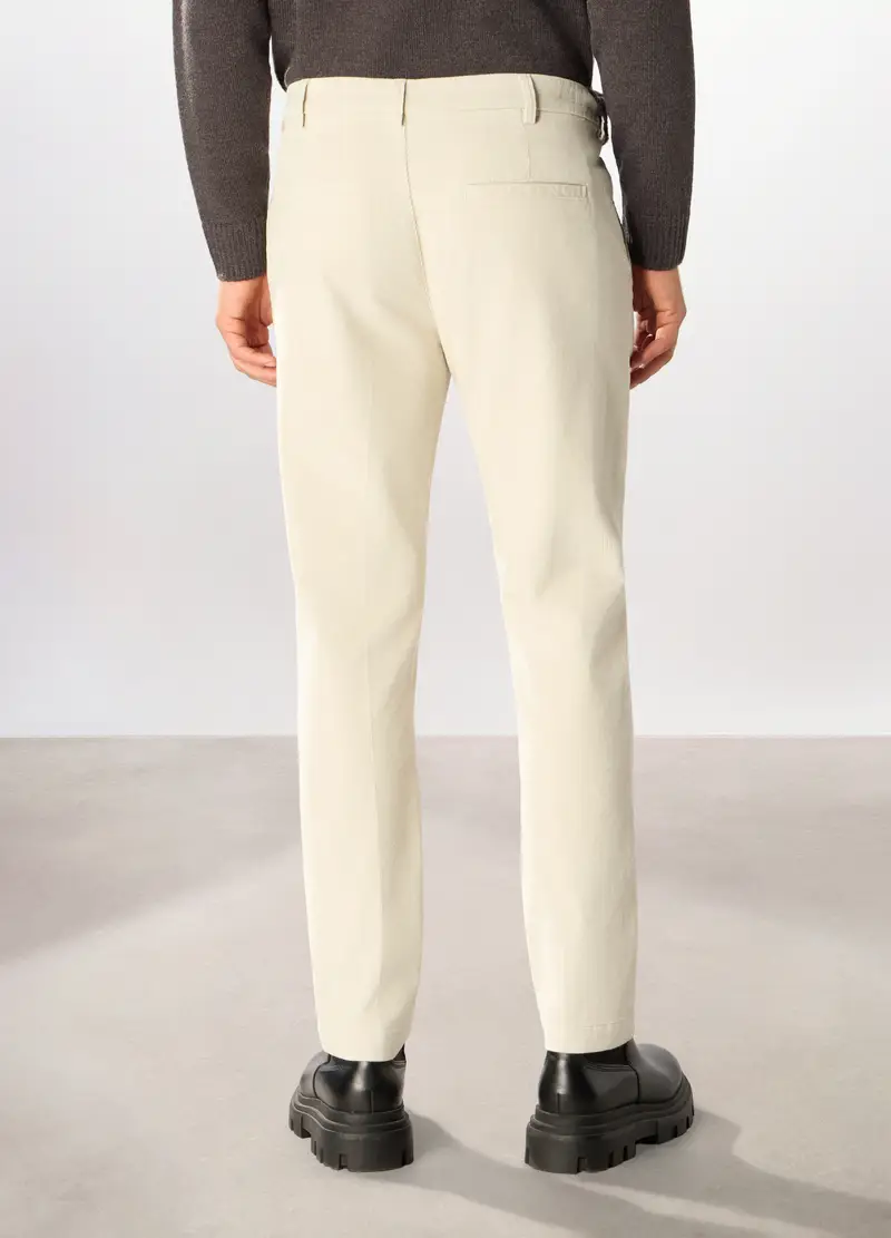 Pantaloni Chino Slim Fit In Velluto Uomo, Bianco avorio miniatura 2