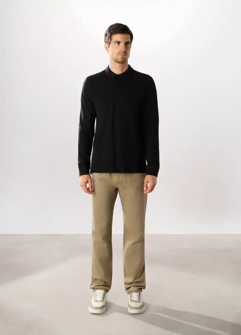 Pantaloni Cinque Tasche In Twill Di Cotone Uomo, Beige