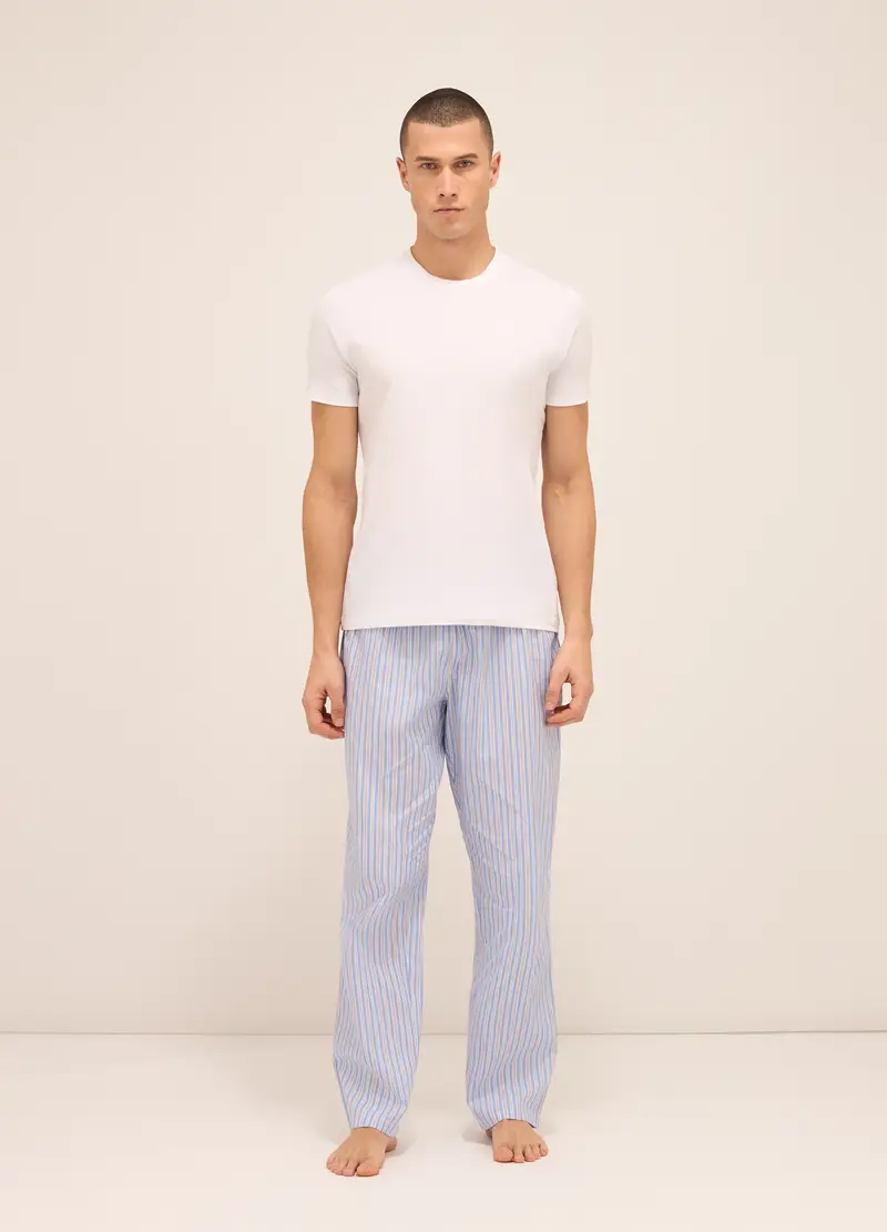 UPIM HB, Pantaloni Del Pigiama In Tela Di Cotone A Righe Uomo, Azzurro, Taglia: S