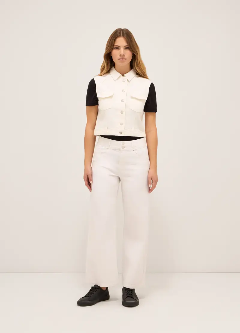 UPIM HB, Pantaloni In Denim Stretch Di Misto Cotone, Donna, Bianco, Taglia: 38