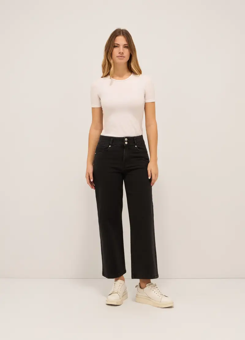 UPIM HB, Pantaloni In Denim Stretch Di Misto Cotone, Donna, Nero, Taglia: 40