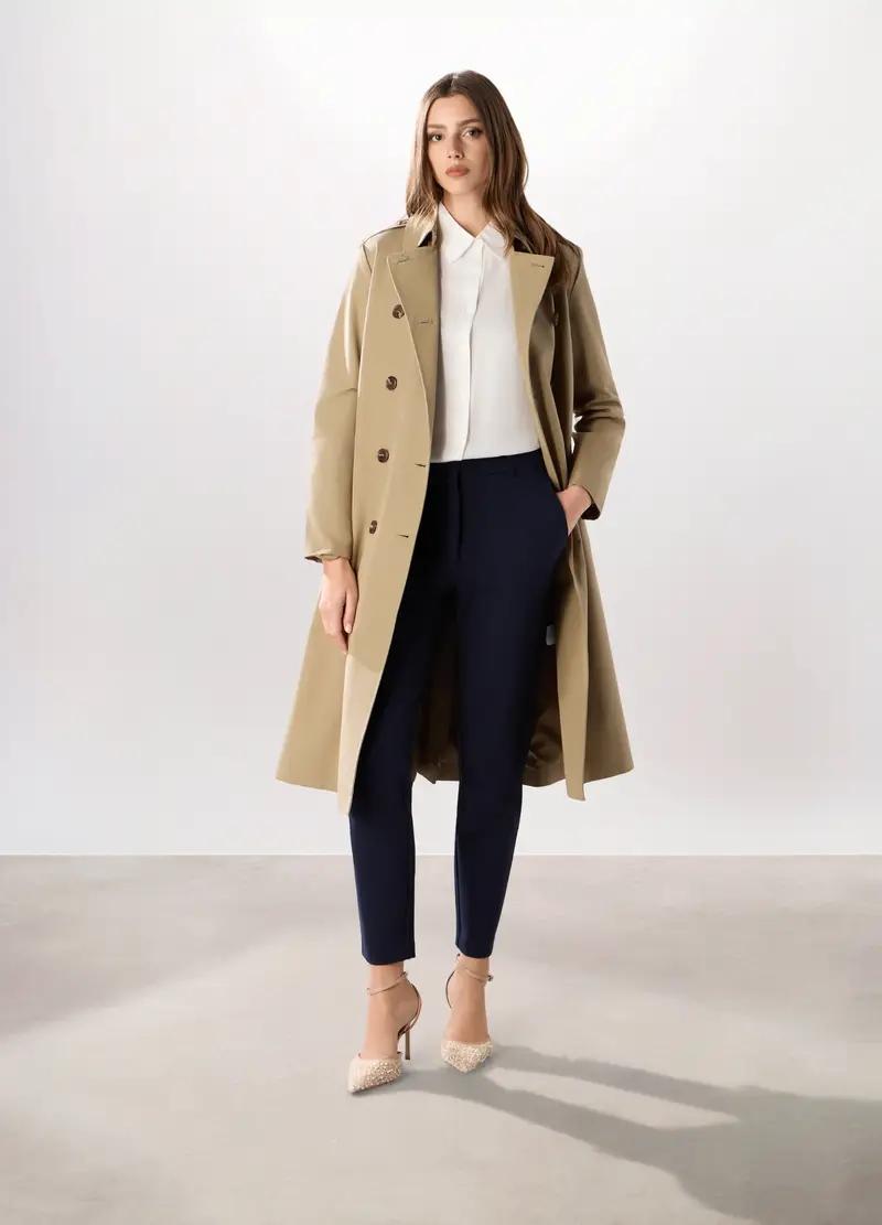 Pantaloni In Punto Milano Misto Viscosa Donna, Blu