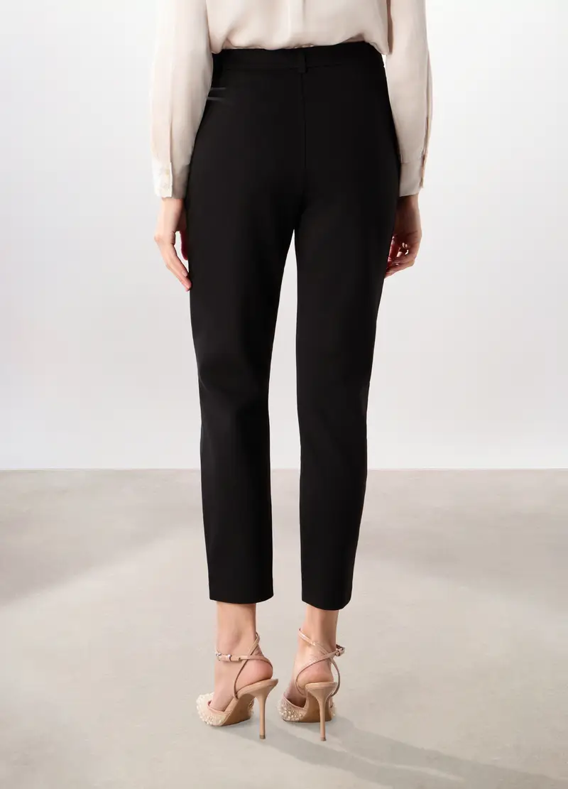 Pantaloni In Punto Milano Misto Viscosa Donna, Nero miniatura 2