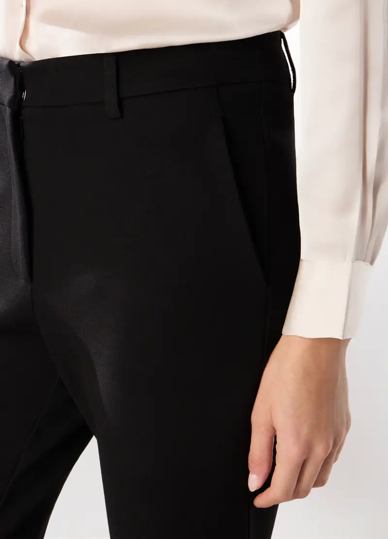 Pantaloni In Punto Milano Misto Viscosa Donna, Nero miniatura 3