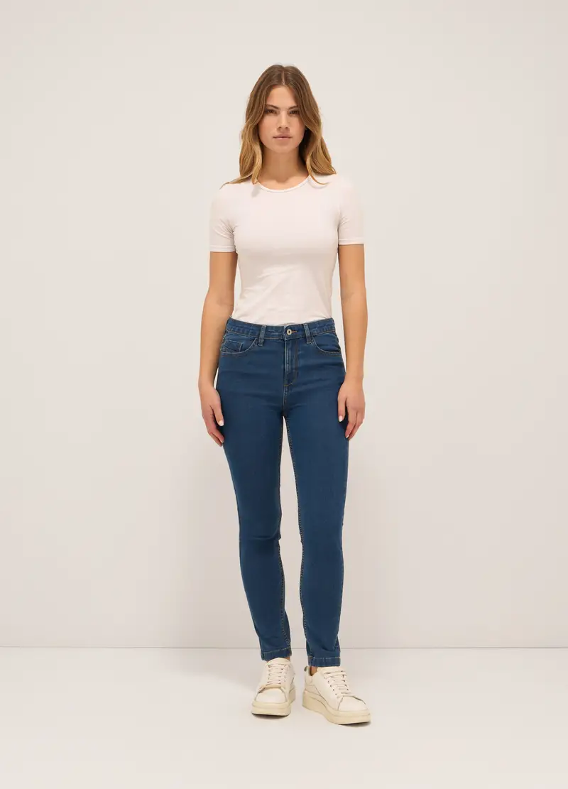 UPIM HB, Pantaloni In Stretch Denim Di Misto Cotone Donna, Blu denim, Taglia: 42