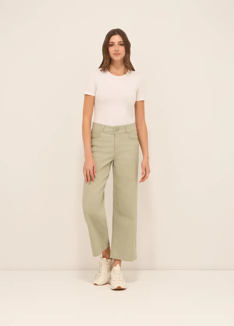 UPIM HB, Pantaloni In Twill Di Cotone Stretch Donna, Verde chiaro, Taglia: 40