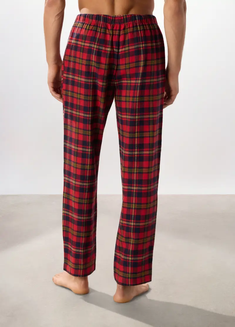 Pantaloni Lunghi Pigiama In Cotone A Quadri Uomo, Rosso/Blu miniatura 2