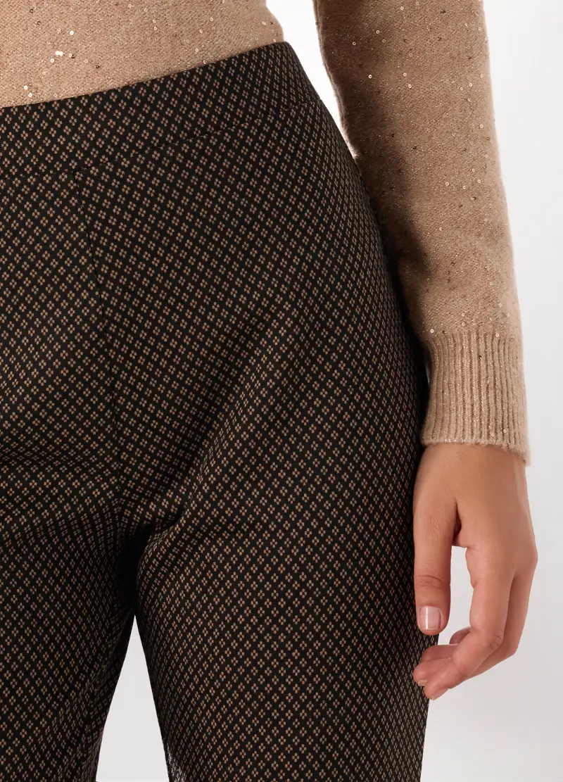 Pantaloni Misto Viscosa Donna, Nero stampa 1 miniatura 3