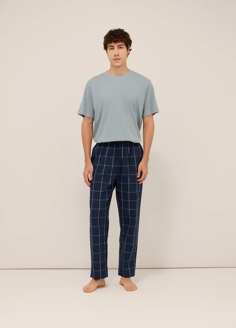 UPIM HB, Pantaloni Pigiama In Puro Cotone A Quadri Uomo, Blu scuro, Taglia: M