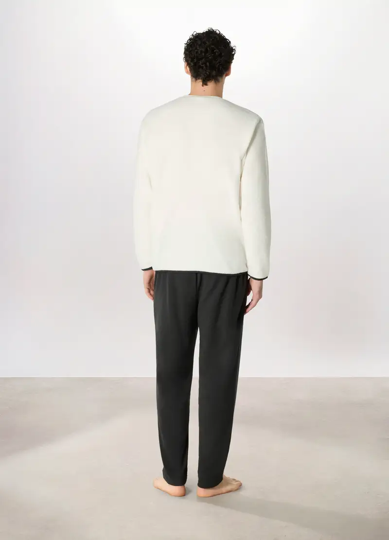 Pigiama In Pile Topolino Uomo, Bianco/Grigio miniatura 2