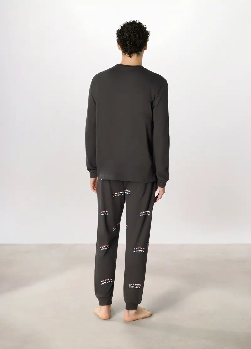 Pigiama Lungo Capitan America In Cotone Uomo, Grigio scuro miniatura 2
