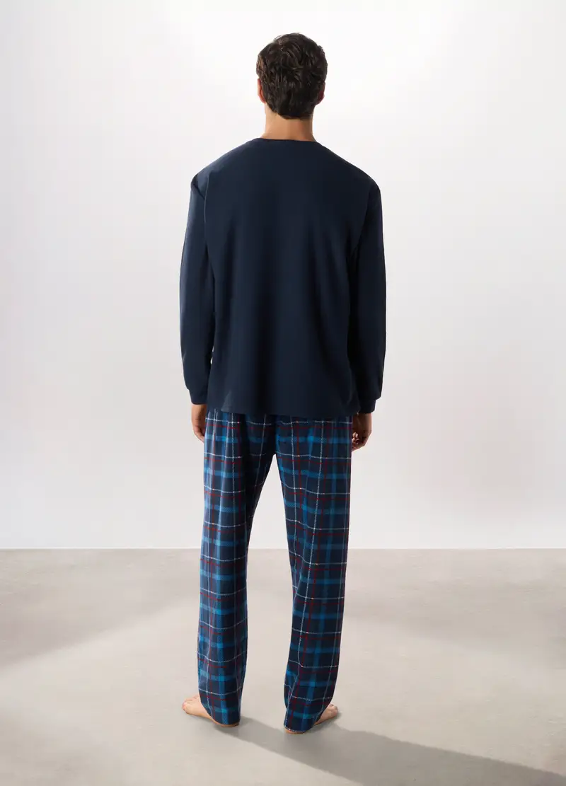 Pigiama Lungo Con Ricamo In Pile Uomo, Blu/Azzurro miniatura 2